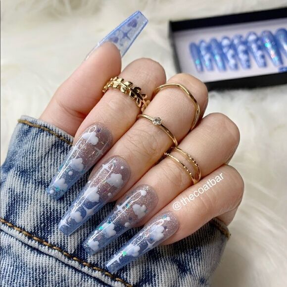 Mood Change Clouds Custom Press On Nails | High Quality Nails | Handmade - Picture 1 of 11